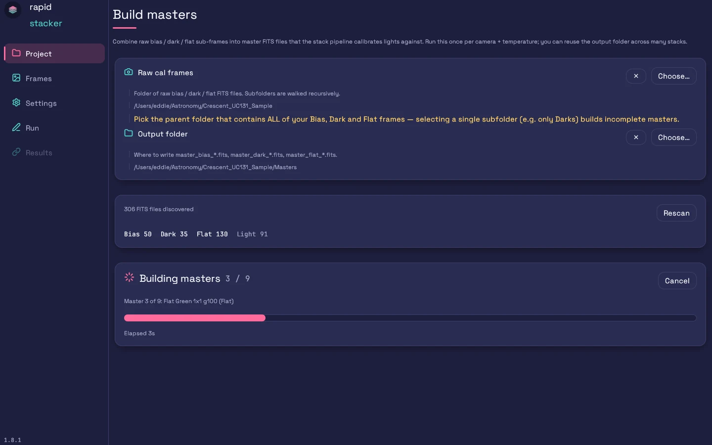 Master building in progress
