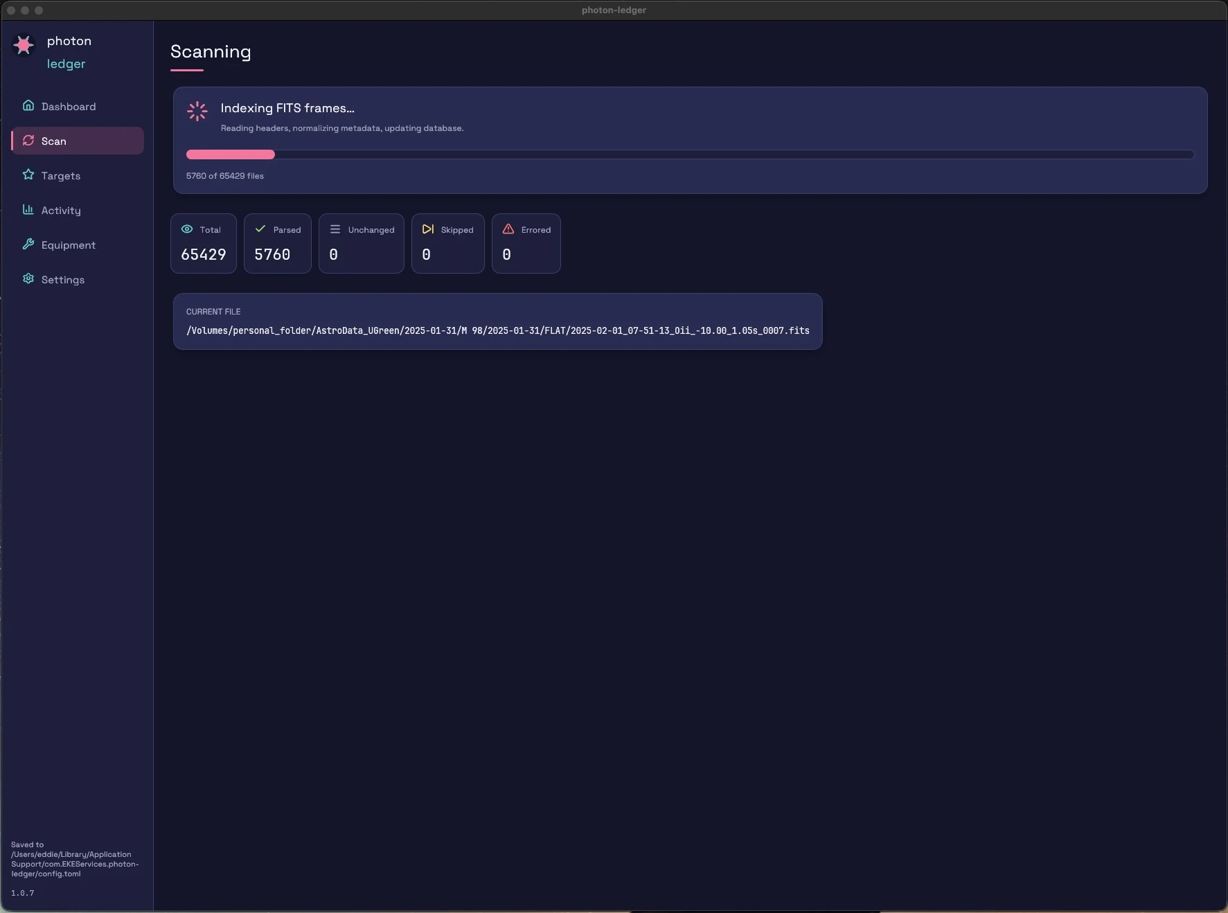 Scan in progress with live progress